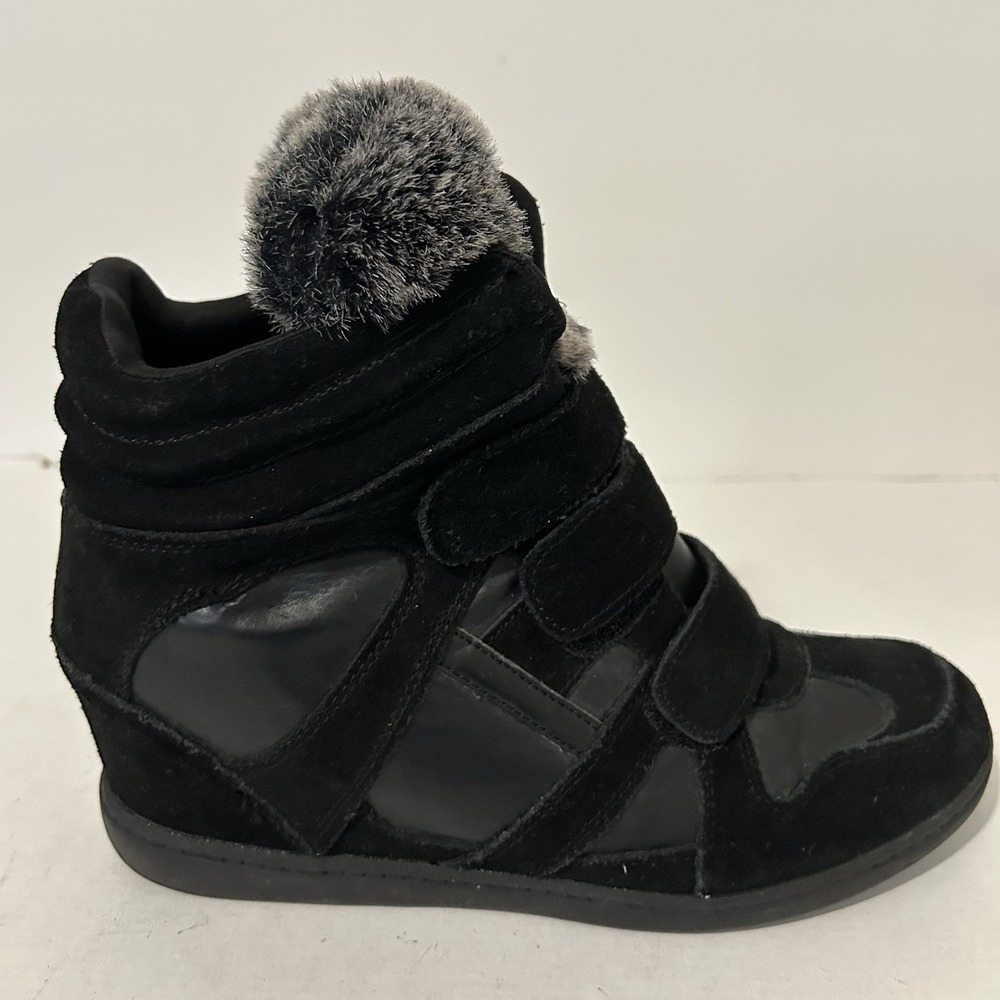 Skechers Skch+3 Hidden Wedge Shoes Women's 10 Black Suede Leather Sneakers EUC